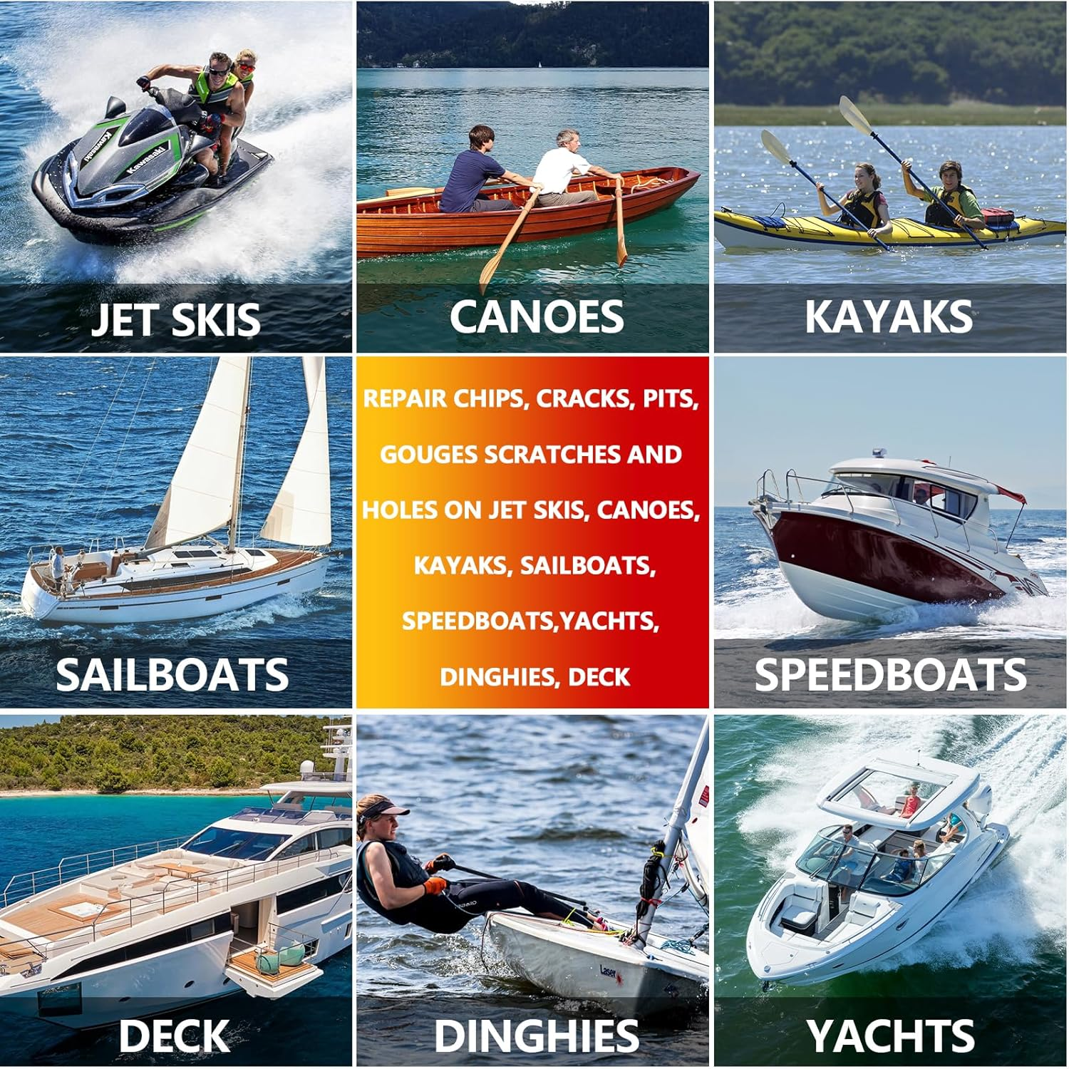 Marine Fiberglass Repair Kit for Boats, Gel Coat Repair Kit for Boats, Fiberglass Boat Repair Kit, Epoxy Filler for Fiberglass Boats, Fiberglass Kit Fix Holes Chips Pits and Deep Cracks (Color Match) image number 2