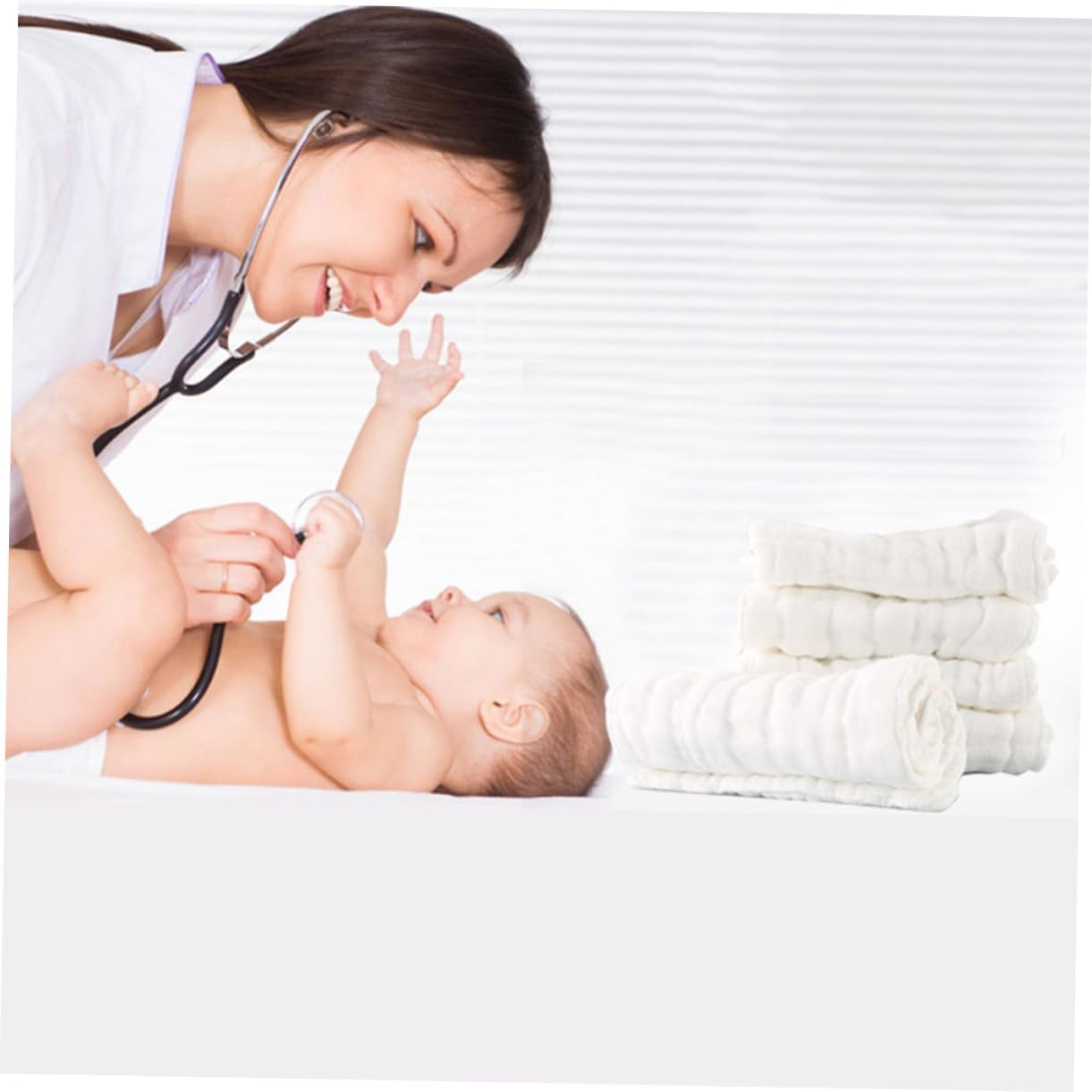 5Pcs Pure Cotton Gauze Diaper Reusable Cotton Nappies for Diaper Care for Newborn Swaddle Wrap Comfort image number 6