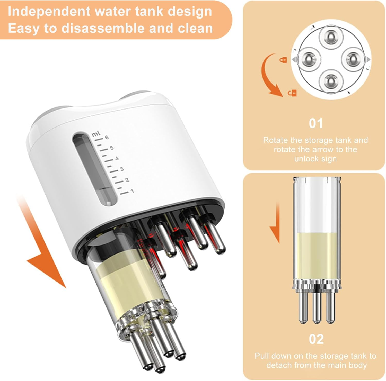 2 in 1 Hair Oil Applicator & Scalp Massager, Electric Oil Dispenser for Hair Growth, Red Light Therapy Scalp Massager for Hair Treatment & Essential Oils image number 5