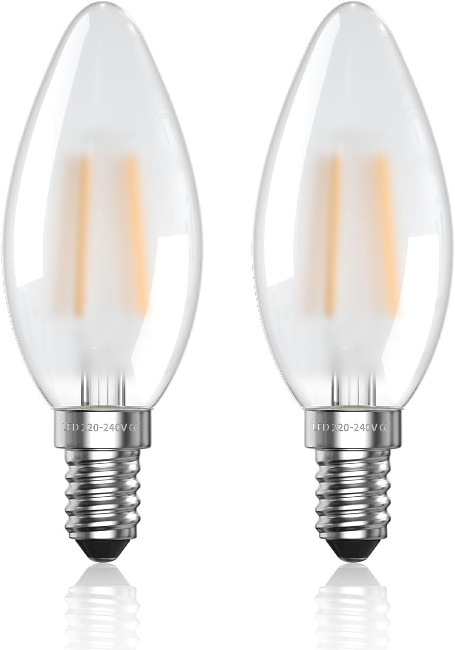 Doright E14 LED Filament Candle Bulb 4W, C35 SES Candle Light Bulbs - 4W LED Equivalent 40W Halogen - Warm White 2700K - Non Dimmable - 2 Packs image number 5