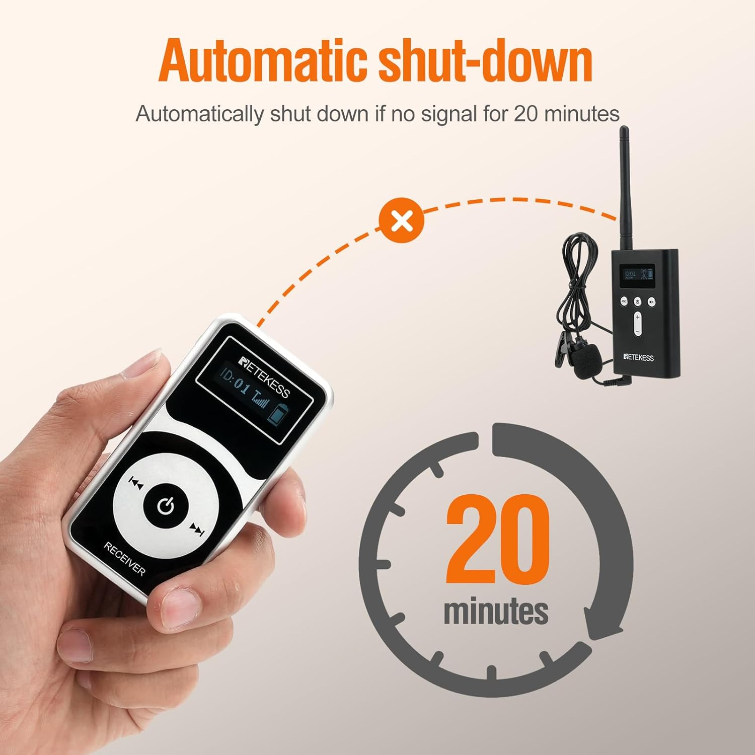 Retekess T130Pro(3Nd Gen T130) Wireless Tour Guide System Headsets, Assisted Listening Devices, Battery Last Long, Noise Reduction, Translation System for School image number 5