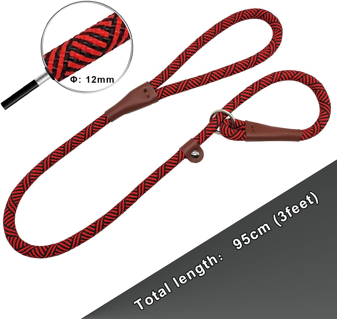 SEPXUFORE 3 FT Slip Lead Dog Leash, 1/2 Inch Rope Dog Walking and Training Lead, No Pull Strong Nylon Leash Great for Medium and Large (Red) - Blue image number 7