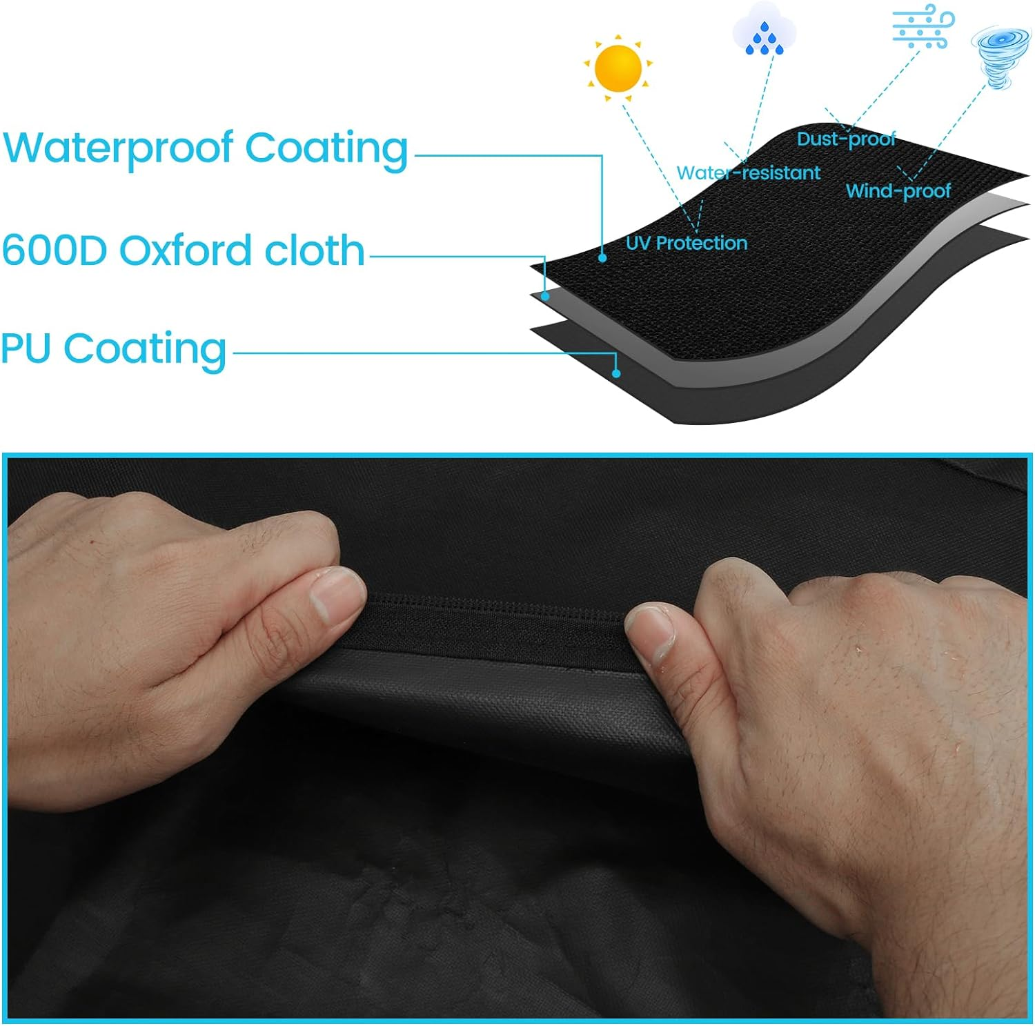 Outdoor Cushion Storage Bag, 62&times;22&times;30 Inch Outdoor Cushion Bag, 600D Oxford Furniture Storage Bag with Handle, Garden Outdoor Christmas Tree Furniture Waterproof Bag for Patio Furniture image number 6