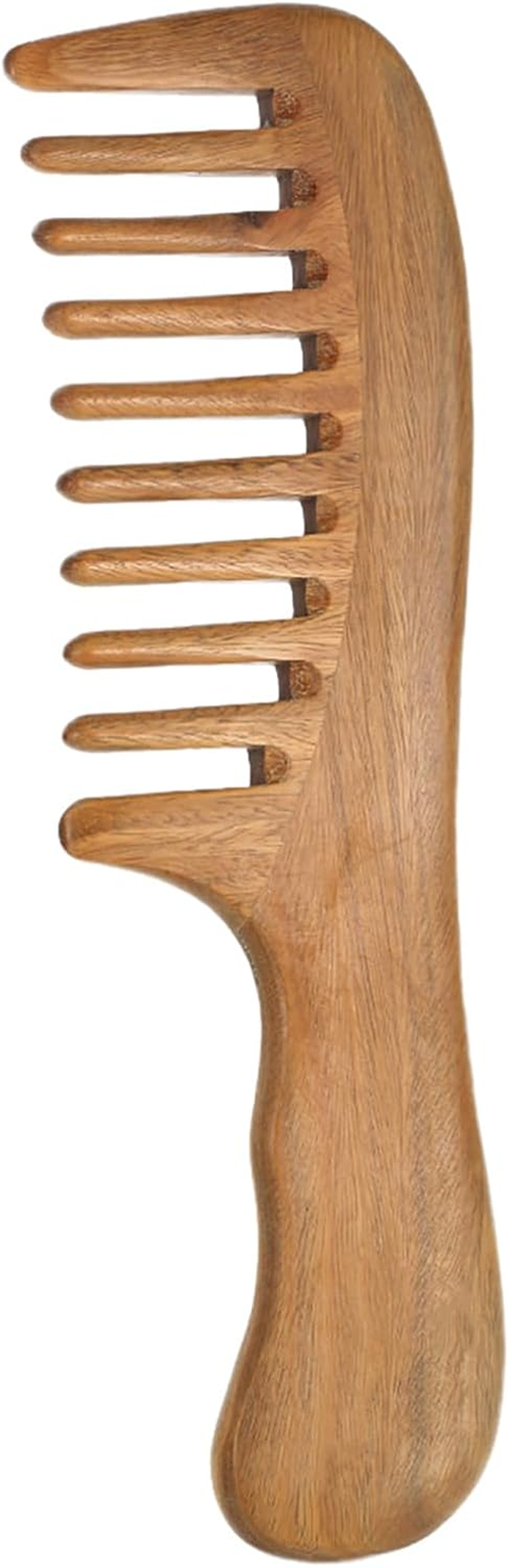 1 Pc Wooden Comb Natural Green Sandalwood Handmade Wide Tooth Wooden Comb Massage Comb Handmade Comb Hair Care image number 2