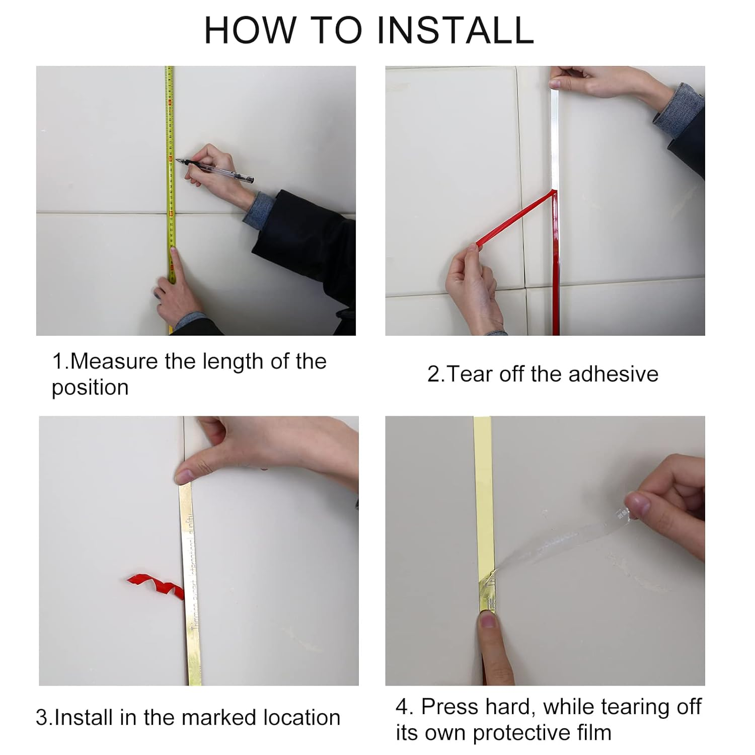 16FT Gold Wall Trim Molding Stainless Steel Wall Tape Peel and Stick Metal Trim Self Adhesive Wallpaper Strip Metalized Mirror-Like Finish for Wall Ceiling Mirror Frame Border Edge Trim image number 2