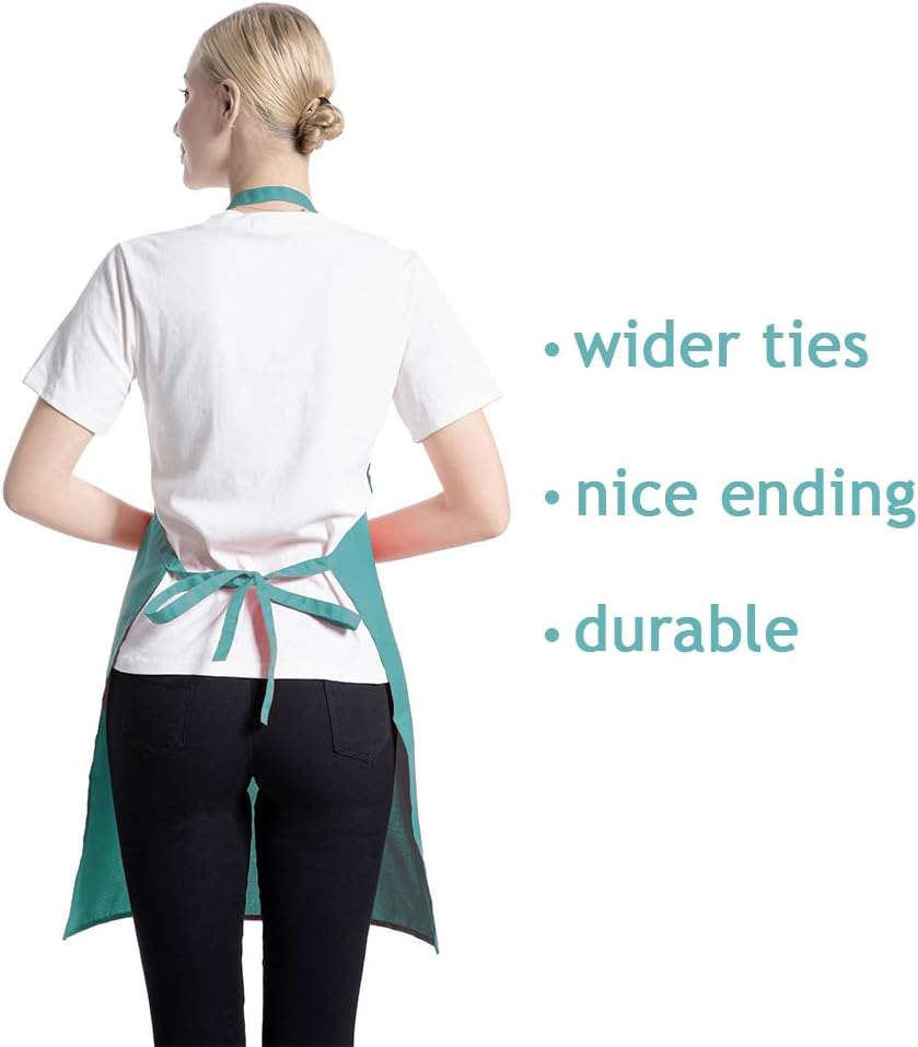 Total 15 PCS Blue Plain Color Bib Aprons Bulk for Women Men Adult with 2 Front Pockets (Baby Blue,15Pcs) image number 4