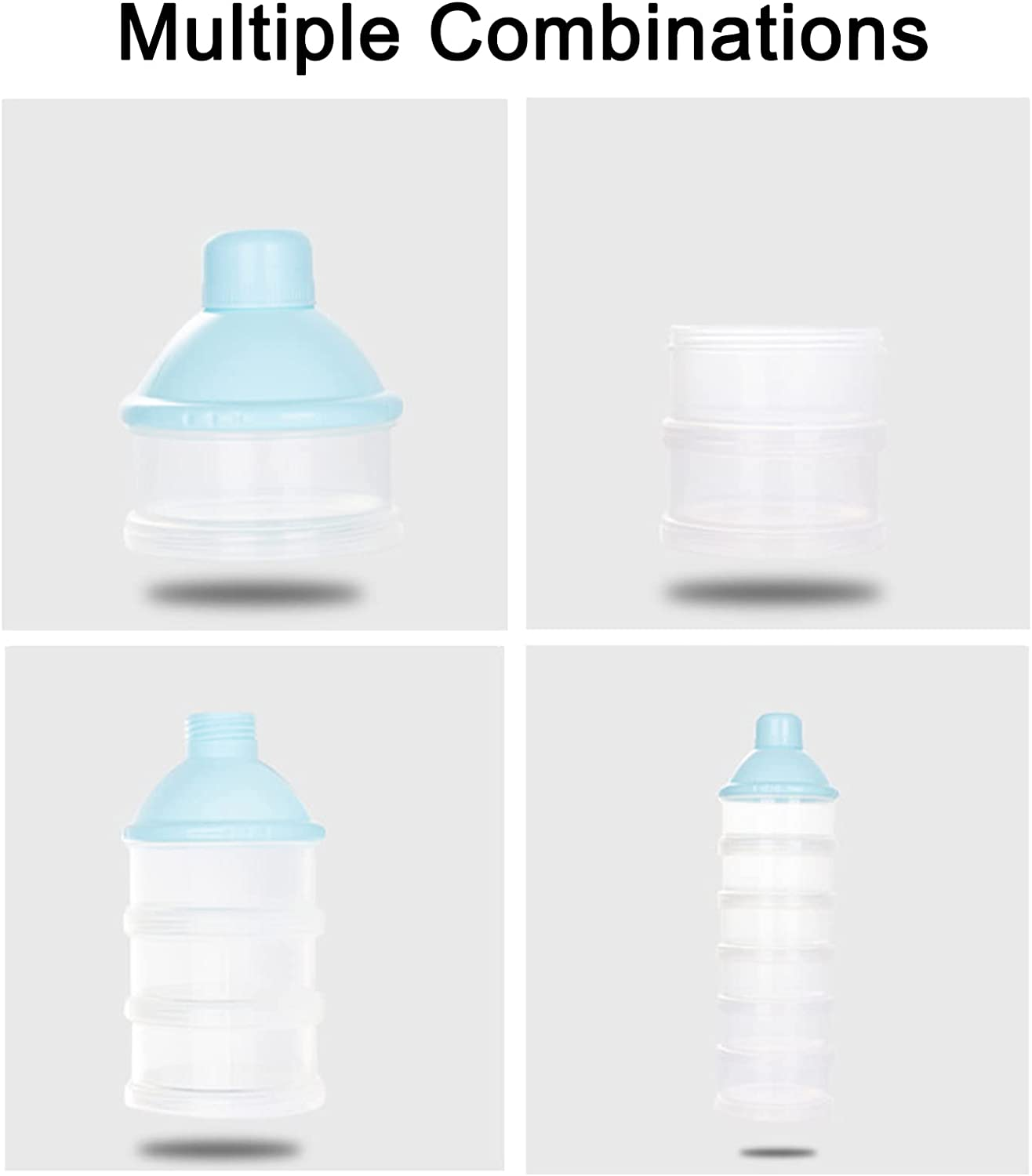 2 PCS 5 Layers Baby Milk Powder Dispenser, Milk Powder Pots, Formula Dispenser Portable Milk Powder Formula Dispenser Container Pot Box Milk Cans Snack Storage Box for Travel(Light Pink+ Light Pink) image number 6