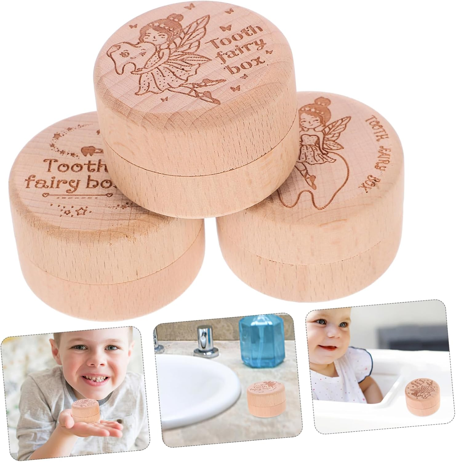 Amosfun Cartoon Boys and Girls Teeth Holder Box Tooth Organizer for Year Old Boy image number 4