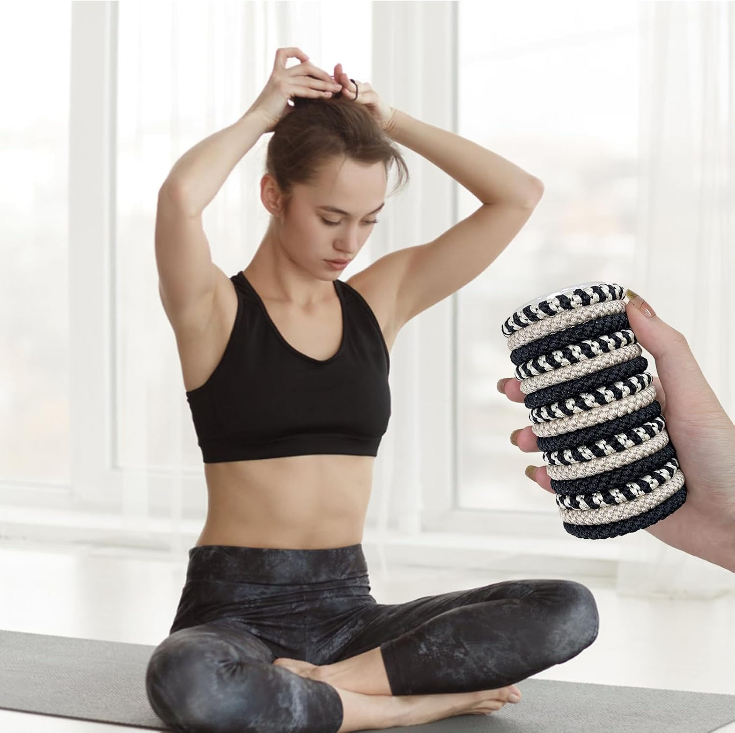 RTRTGS Elasitc 10 Pieces Hair Bobbles for Women and Girls, Cotton Bands, Ponytail Holder for Thick Hair and Curly Hair image number 1