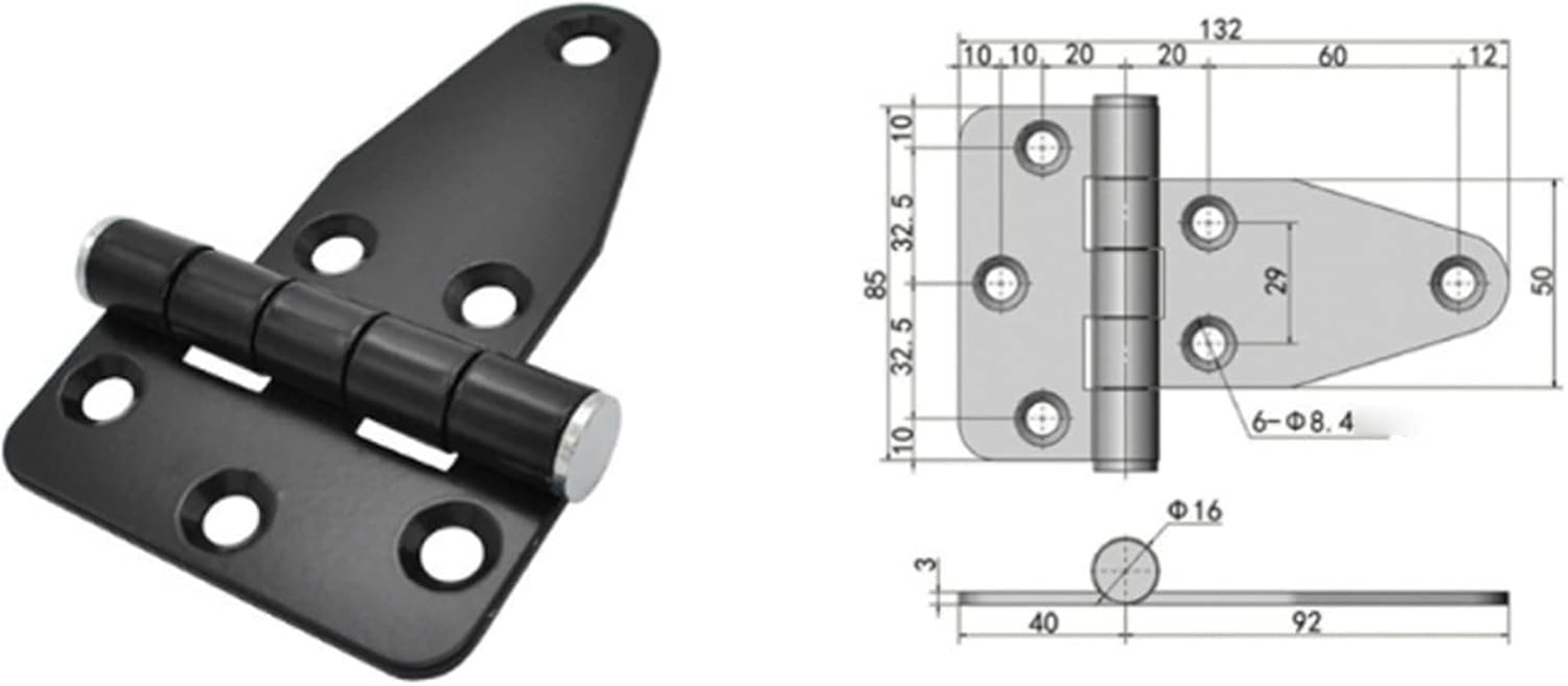 Shed Door Hinge, Barn Door Hinge, Stainless Steel T Strap Hinge for Wooden Fences Window Gate Hardware image number 3