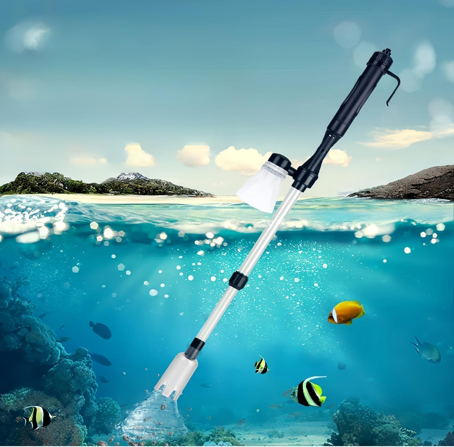 Electric Aquarium Vacuum Gravel Cleaner, Multifunction Fish Tank Cleaner Kit Gravel Vacuum, Syphon Operated Gravel Water Filter Cleaner Sand Washer for Automatic Wash Sand and Water Changer (Black) image number 6