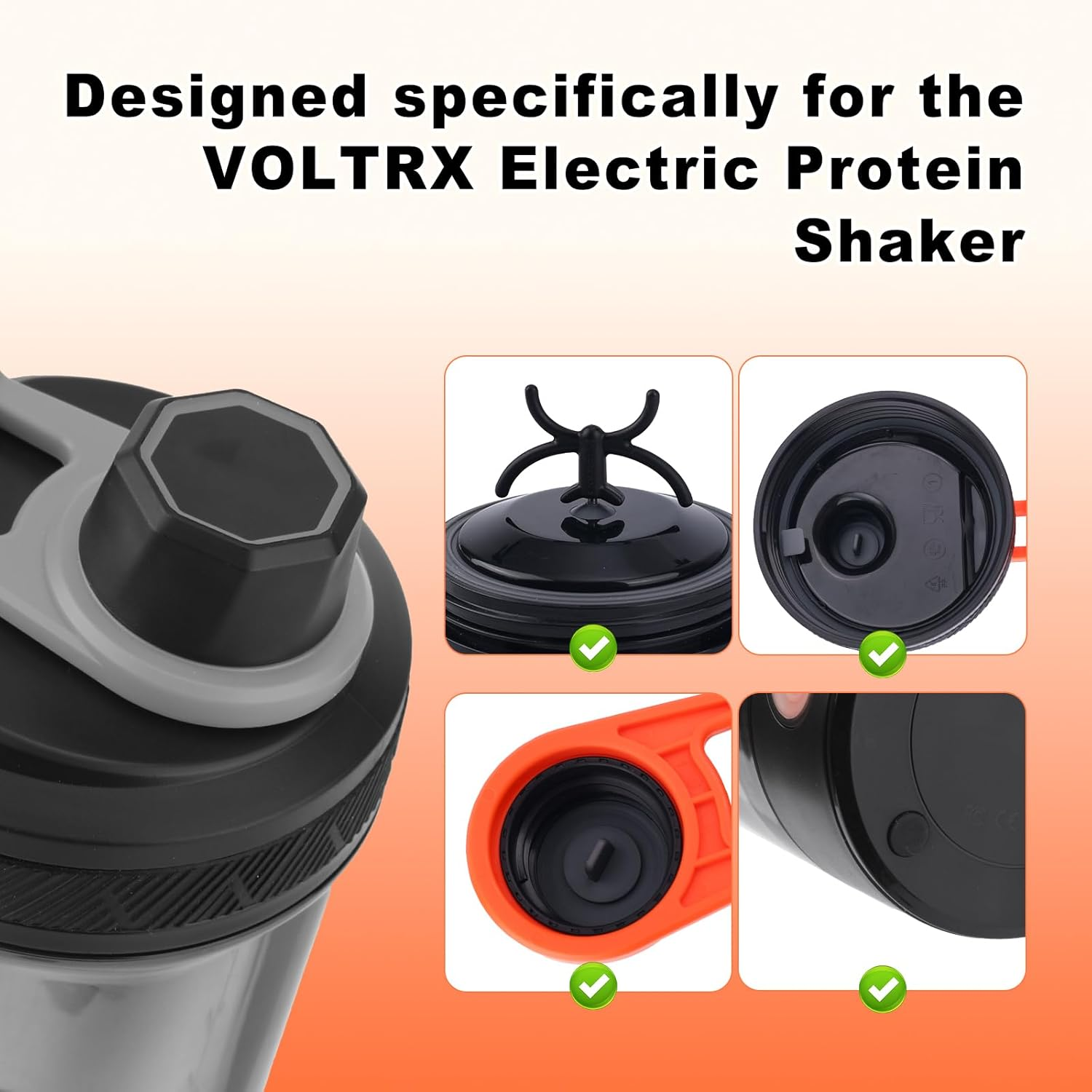 14 Pieces Replacement Gasket for VOLTRX Electric Protein Shaker Bottle 24Oz, with 8 Pcs Non-Slip Stop Silicone Sealing Ring Leakproof Gasket for Spout Lid BPA Free image number 4