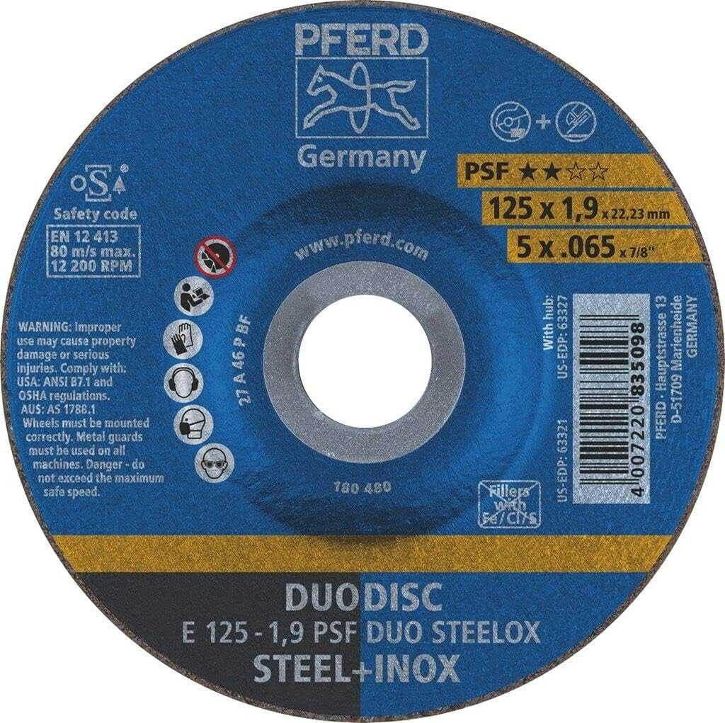 PFERD Duodisc 125Mm 5" Cutting and Grinding Discs, Steel Stainless Metal Wheels Blades Angle Grinder (Box of 20) image number 1