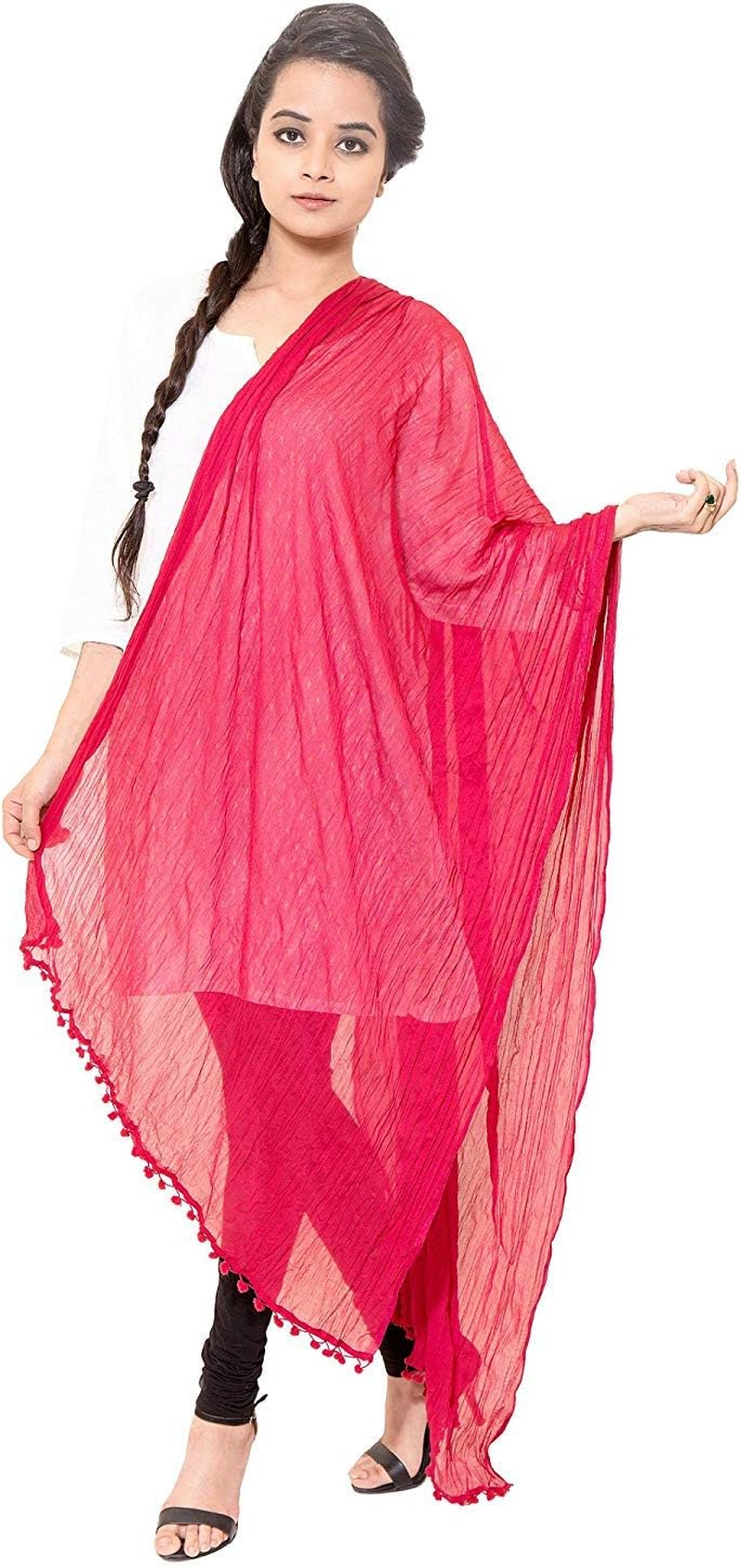 Cotton Solid Colors Women Dupatta Scarves Shawl - Leaf Green image number 6