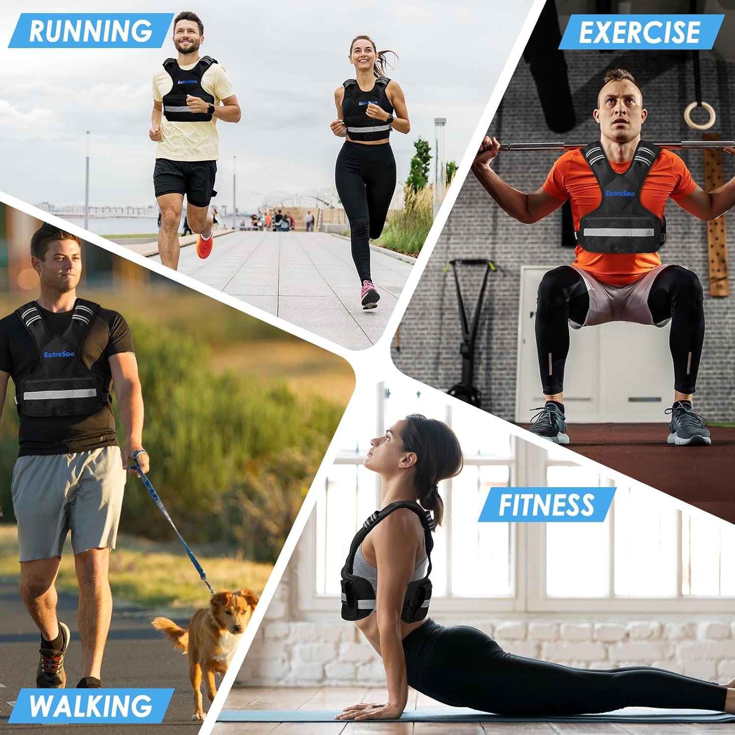 Extrespo Adjustable Weighted Vest for Men and Women | 1.8-4.5KG/5-9KG Vest with 6 Ironsand Weights for Home Workouts | Body Weight Vest Exercise Set for Cardio and Strength Training image number 4