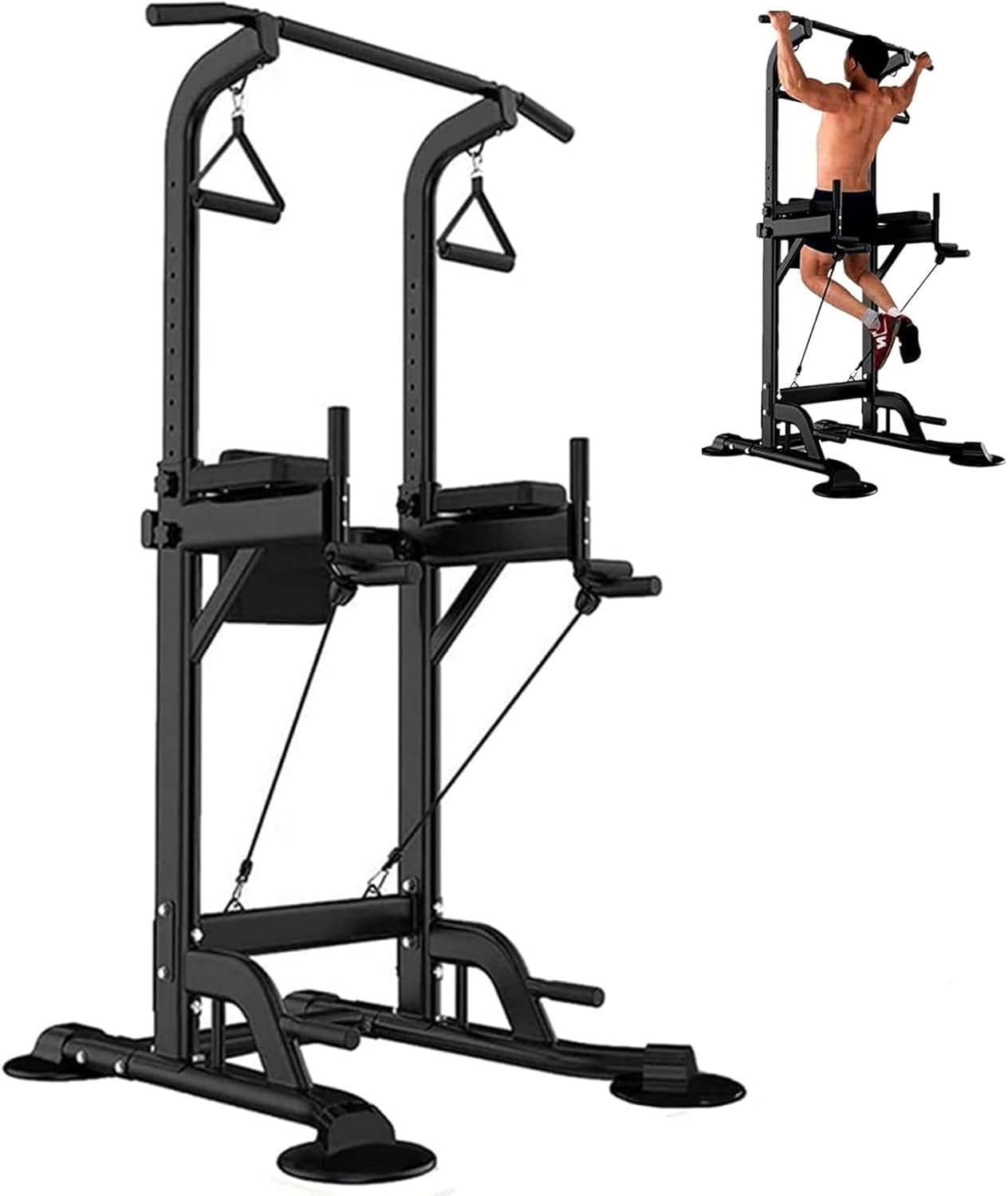 Power Tower, Dip Station Pull up Bar for Home Gym, Adjustable Height Multi Functional Home Strength Training Fitness Exercise Equipment, Simple Installation, Durable Home Fitness image number 4