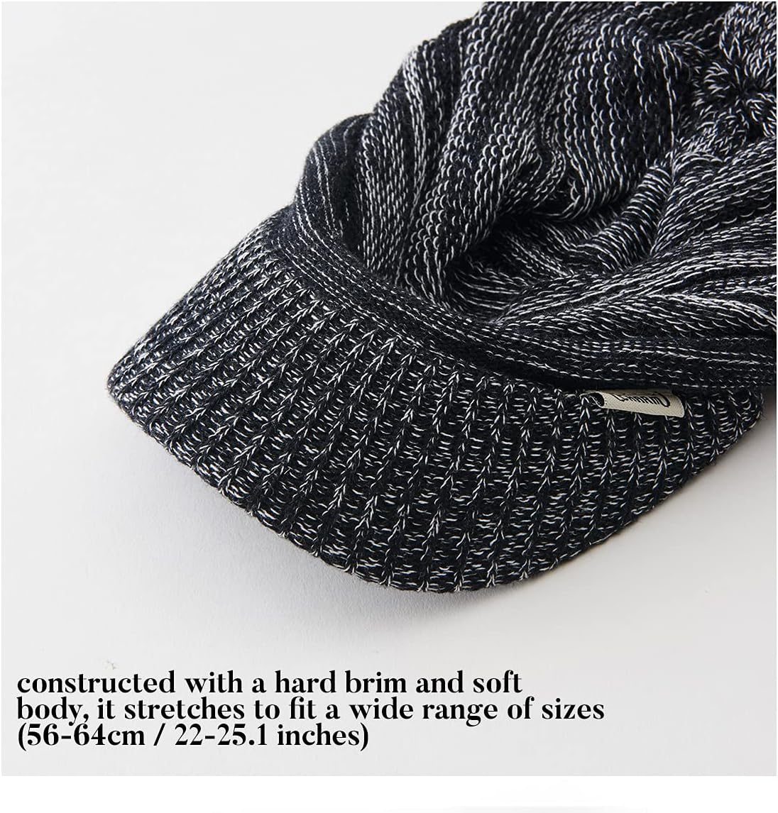 CHARM Mens Summer Knit Beanie Hat - Womens Slouchy Visor Cap Winter Baggy Slouch Knit - Black image number 3