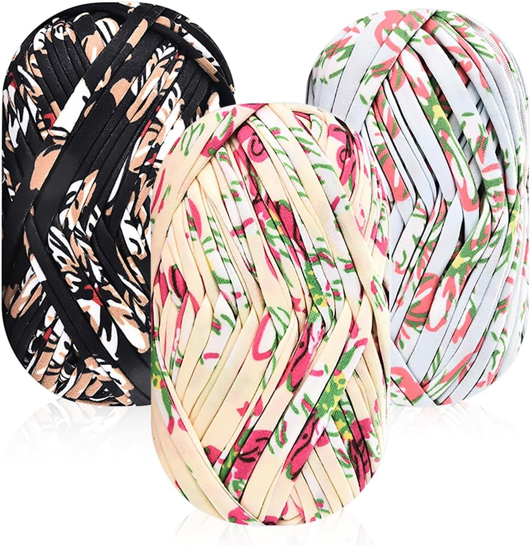 Isuperb 4 Pack Knitting Yarn Colorful Cloth T-Shirt Yarn Fabric Crochet Cloth for DIY Knitted Art Basket Bag - 400G