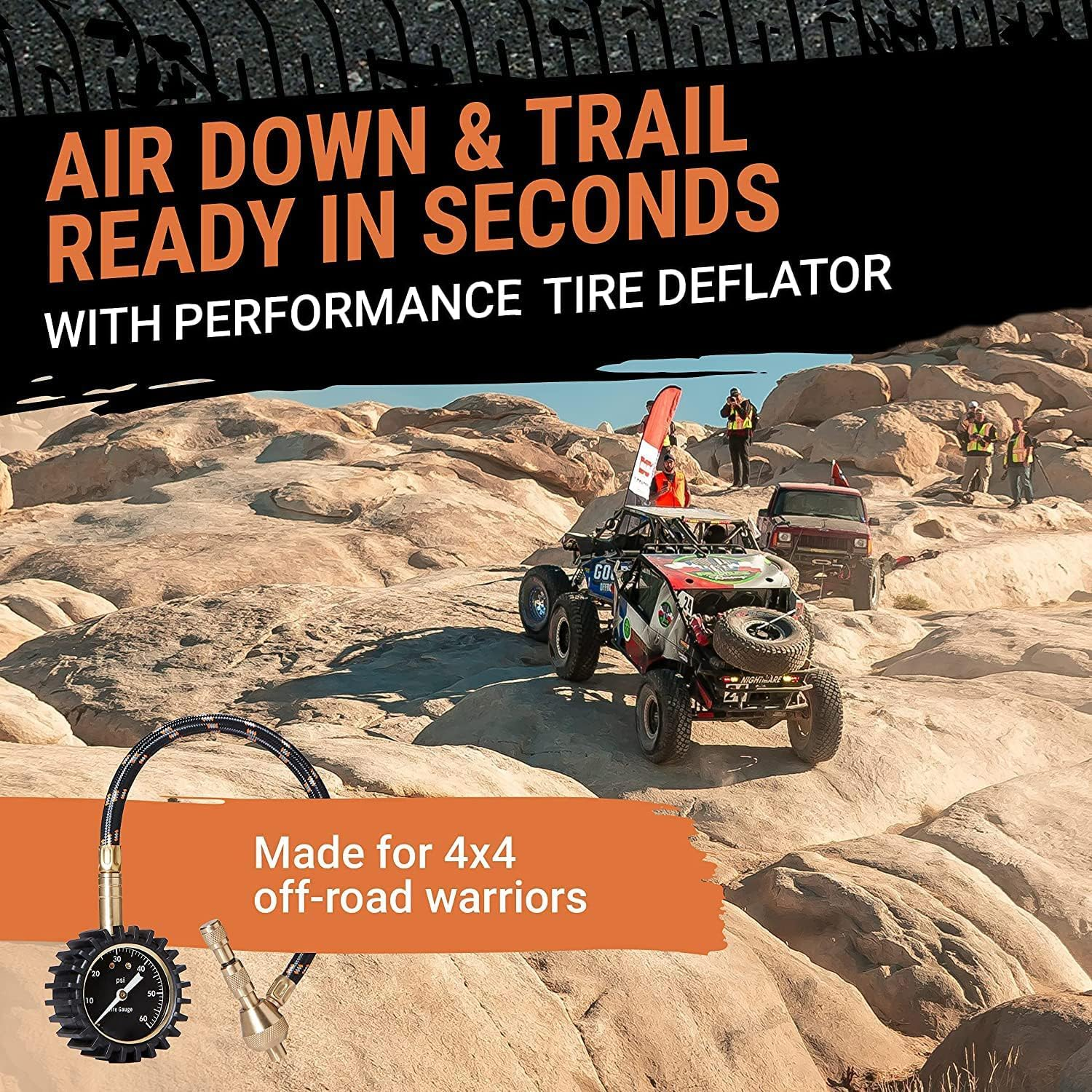 Tire Pressure Gauge (0-60 PSI) Heavy Duty, with Custom Foam Case, Chrome Caps & Valve Core Repair Tool, Rapid Air Pressure Gauge, Tire Deflators Offroad Accessories, 4X4 Tires image number 6