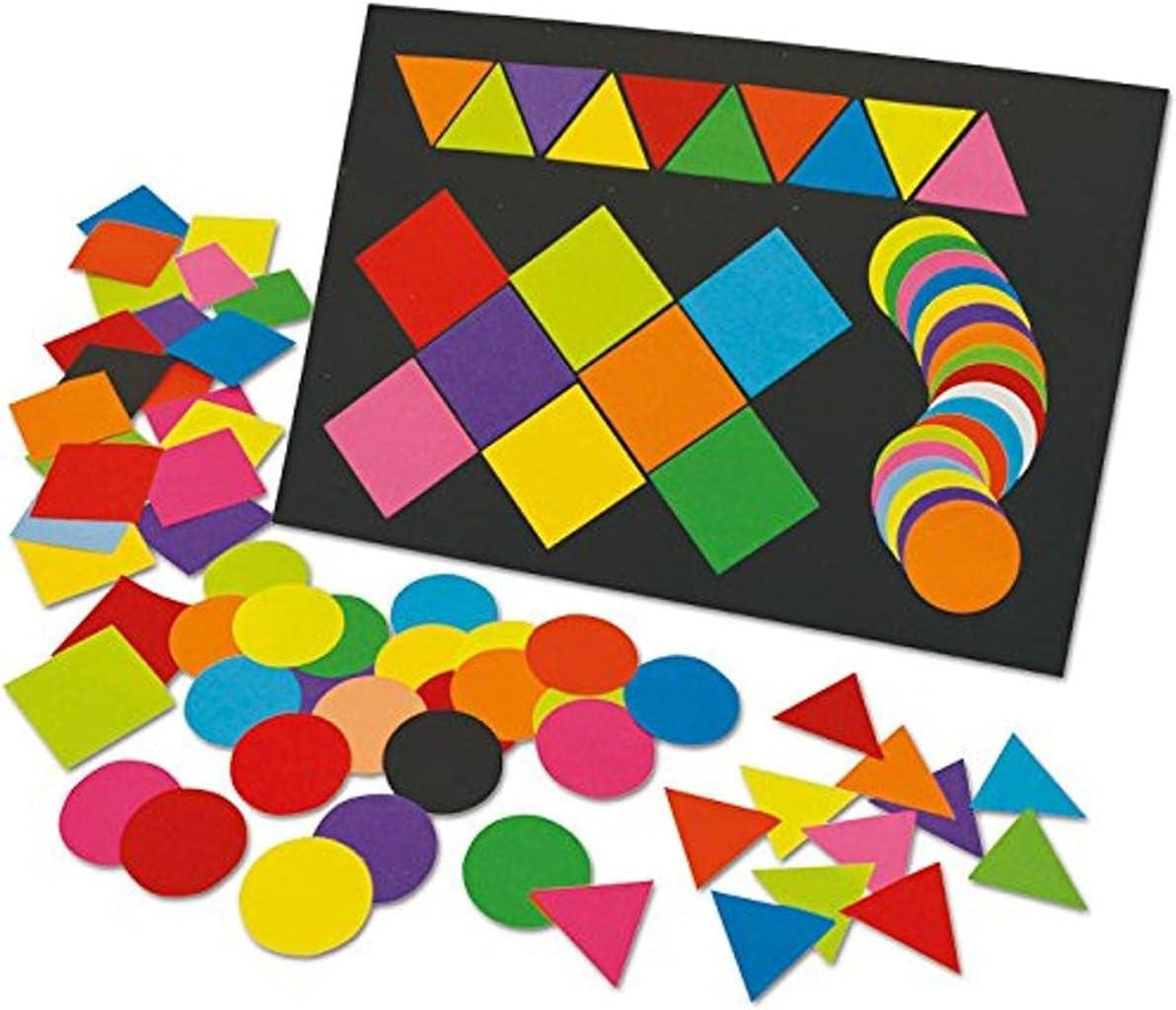 Springboard Pre-Cut Coloured Paper Mega Mosaics - Square, Triangle, and Circle Mosaic Kits for Children - Arts and Crafts for Kids - Assorted Shapes and Colours - Pack of 2000