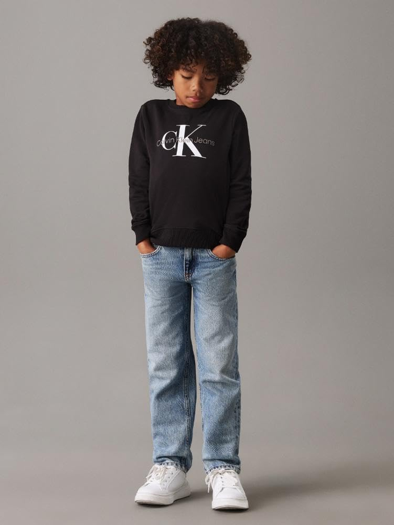 Calvin Klein Kids Monogram Terry Cotton Sweatshirt, Black, 6 image number 6