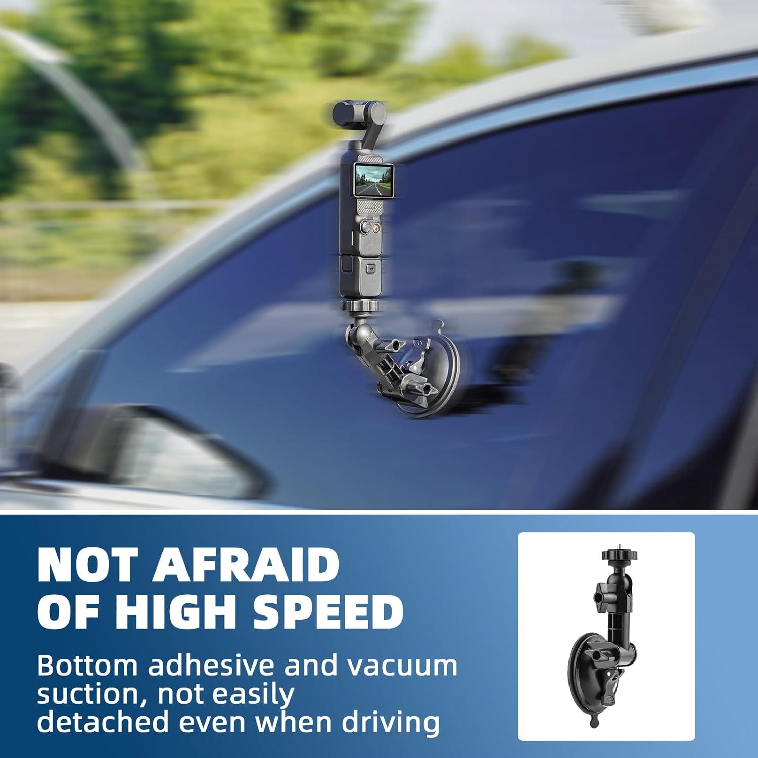 Pocket 3 Suction Cup Mount, Car Windshield Window Dash Holder Kit with Expansion Adapter for Insta360 X4 X5 X3 Go 3S for Gopro Max Mini Hero 13 12 11 10 9 Pocket 3 2 Action 5 Pro 4 Accessories image number 4