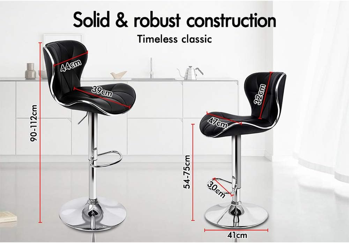 ALFORDSON Bar Stool 2X Adjustable Kitchen Barstools Luna Swivel Counter Dining Chairs in 54-75Cm Seat Height Home Bar Dining Room Furniture