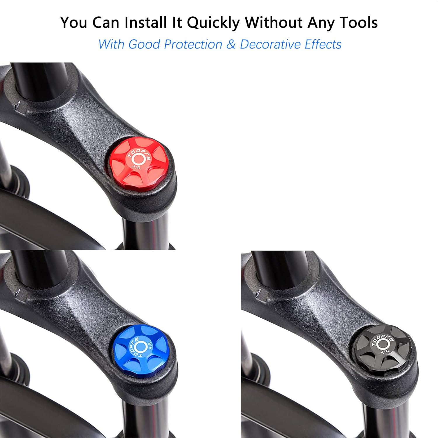 ALEOED Bicycle Front Fork Cap Suspension Cover Aluminum Alloy Air Gas Shoulder Cover Valve Protector Parts for Mountain Bike Road Bike Mtb(Blue) - Black image number 2