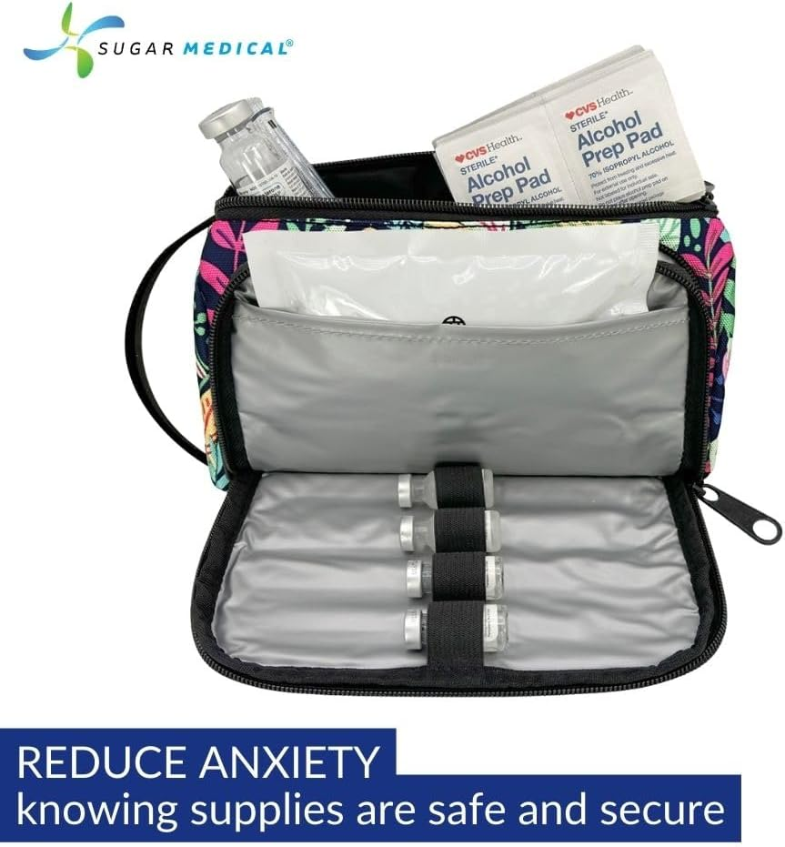 Sugar Medical IVF Supply Bag | IVF Gift | Store IVF Medications | Insulated Infertility Organizer | with Ice Pack (Blue Floral) - Blue Floral image number 5