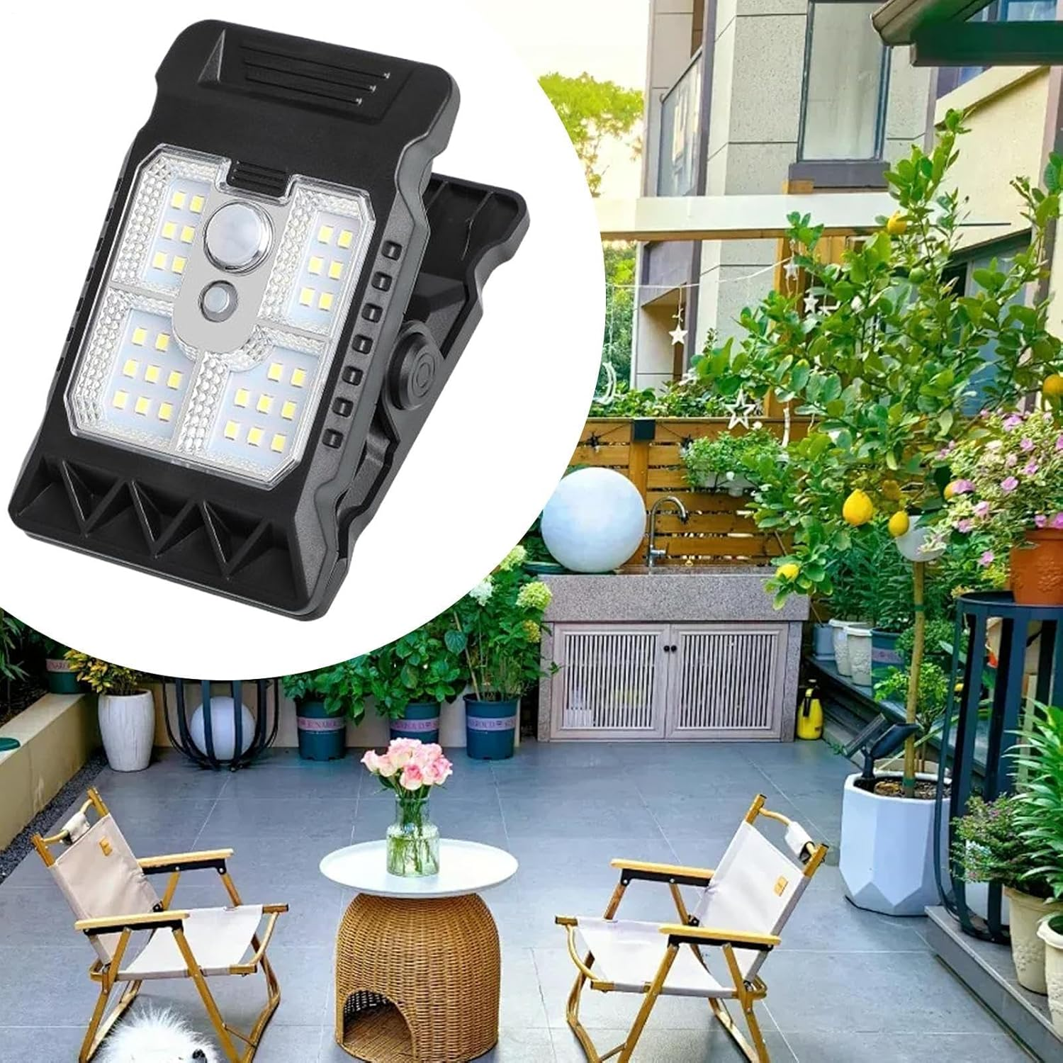 Clip on Solar Lights | Solar Powered Light outside for Gutters | 300LM Motion Sensor Decorative Security Lighting Small Garden Decor for Patio, Grill & Fence - Led image number 6