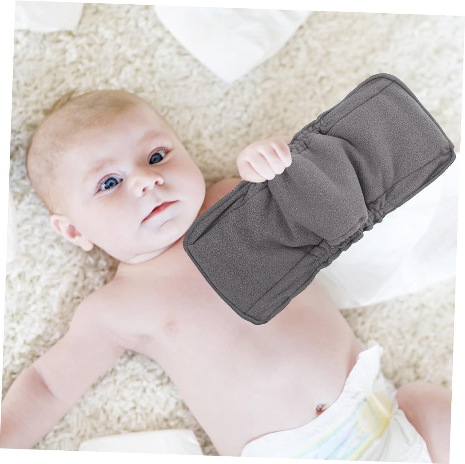 Abaodam 3Pcs Super Absorbing Reusable Diapers with Leak Resistant Bamboo Charcoal Washable Cloth Inserts for Portable Use and All Day Comfort