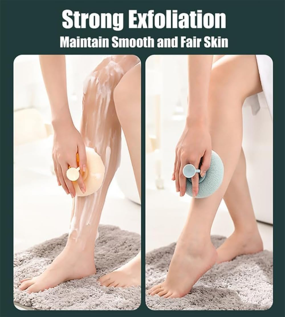 Upgrade 2-In-1 Sunflower Bath Ball, Super Soft Sunflower Suction Cup Bath Ball, 2-In-1 Exfoliating Bath Sponge Cleaning Brush with Suction Cup, Shower Sponges for Women Men (Beige+Blue) image number 2