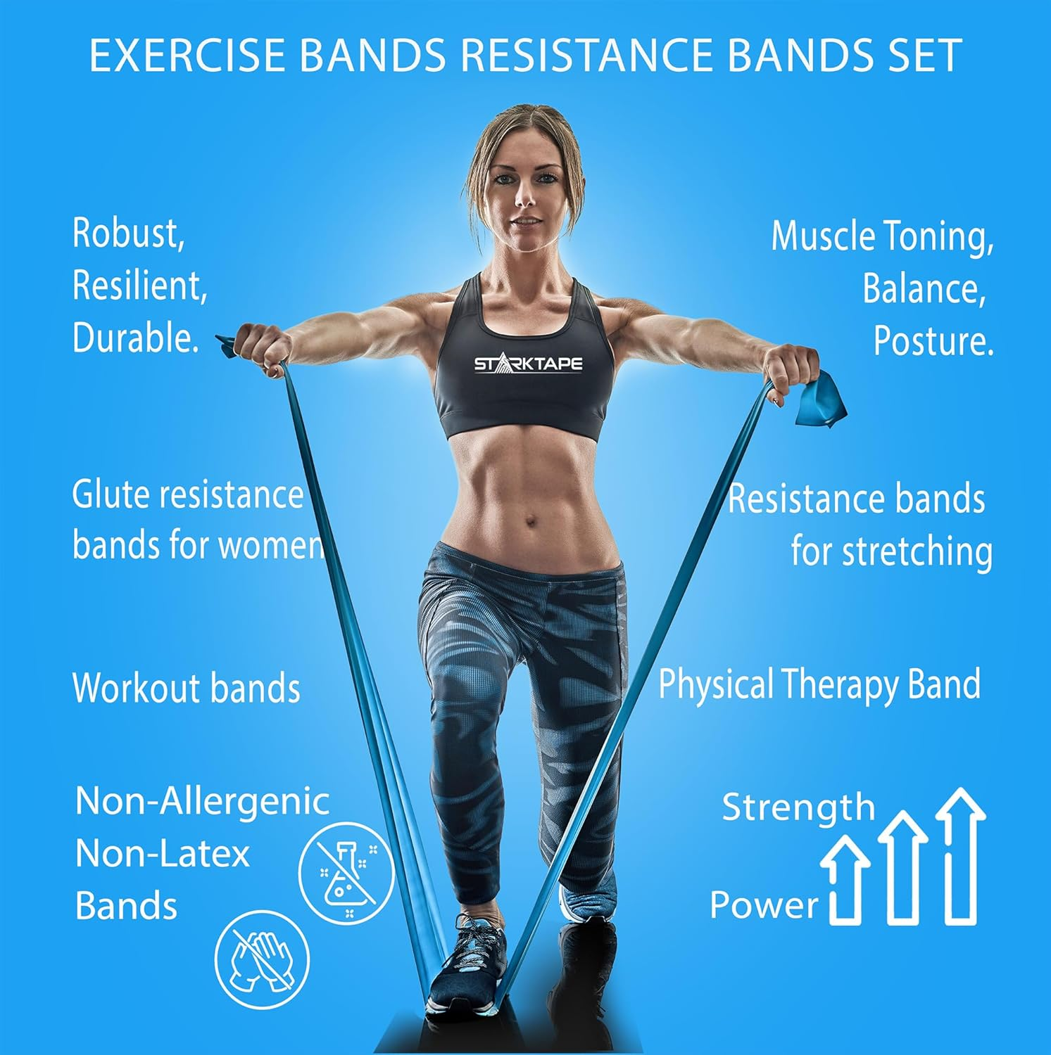 Starktape Resistance Bands Professional 8,16, 25, 50 Yards Bulk Rolls. Latex-Free Elastic Physical Therapy Band. No Scent, No Powder - Perfect for Home Exercise, Yoga, Pilates, Gym, Rehab, Workout image number 5