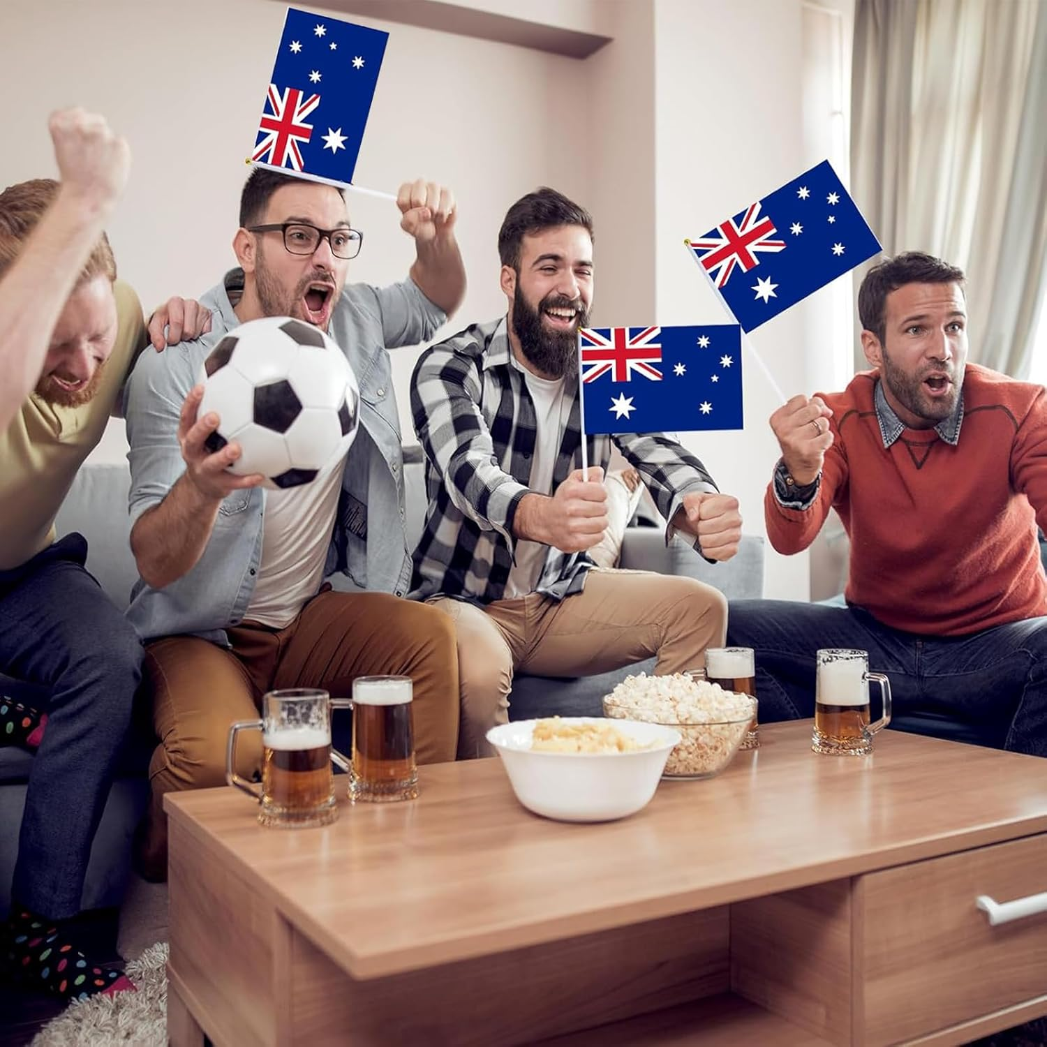 Handheld Australian Flag,Yqqzq 24Pcs Vivid Color and Fade Resistant Handheld Mini Flag image number 1