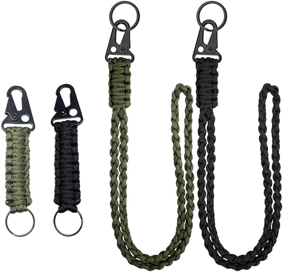 Beiqilian 4Pack Paracord Keychain with Carabiner Braided Lanyard Key Chain for Men Women Heavy Duty Hook for Outdoor Survival Camping Hiking image number 4