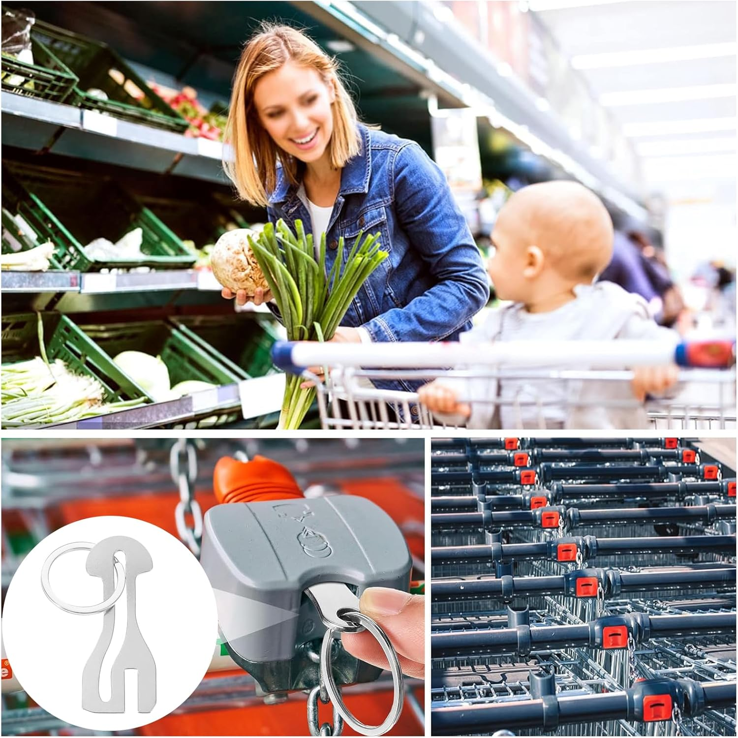 4Pcs Removable Shopping Trolley Token Key Coin Slot Aussie Shopping Trolley Token Master Key $1 Coin image number 2