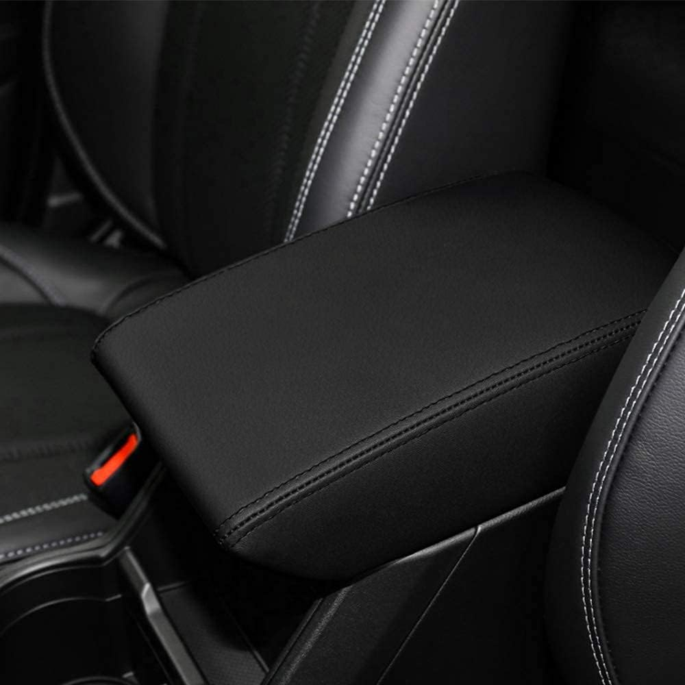 INTGET Car Center Console Armrest Cover for 2024 Subaru Forester Accessories 2019 2020 2021 2022 2023 Leather Middle Arm Rest Box Lid Cover Seat Pad Protector(Black) image number 4