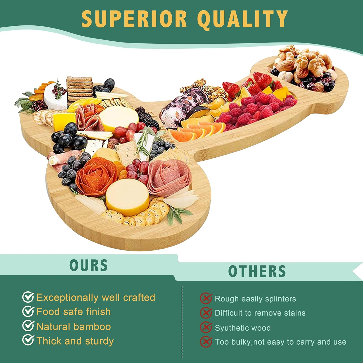 Funny Aperitif Board, Solid Wood Charcuterie and Cheese Board - Novelty Kitchen Cutlery Wine Fruit Meat Large Board - Kitchen Gifts (Large Length 16") image number 2