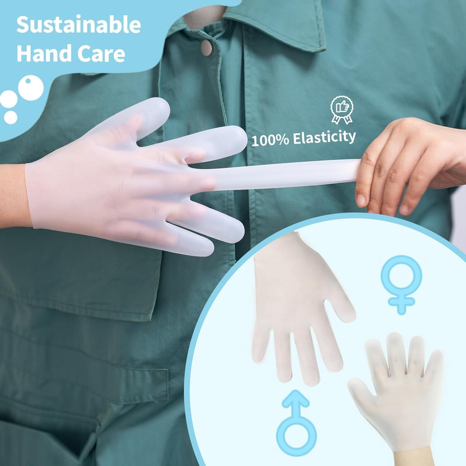 Touchscreen Compatible Moisturizing Silicone Gloves | Protects Hands, Prevents Stains, & Nourishes Skin | Reusable & Eco-Friendly | Suitable for Men & Women | Overnight Hydration Solution (White, a Pair) image number 1