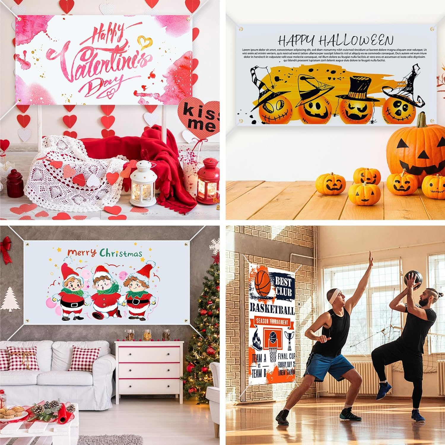 2 Sets 2 X 4 Ft Blank Banners, Large Blank Vinyl Banner Signs with Hanging Ropes, DIY Sublimation Vinyl Banners for School, Birthday, Party Indoor Outdoor Decor image number 3