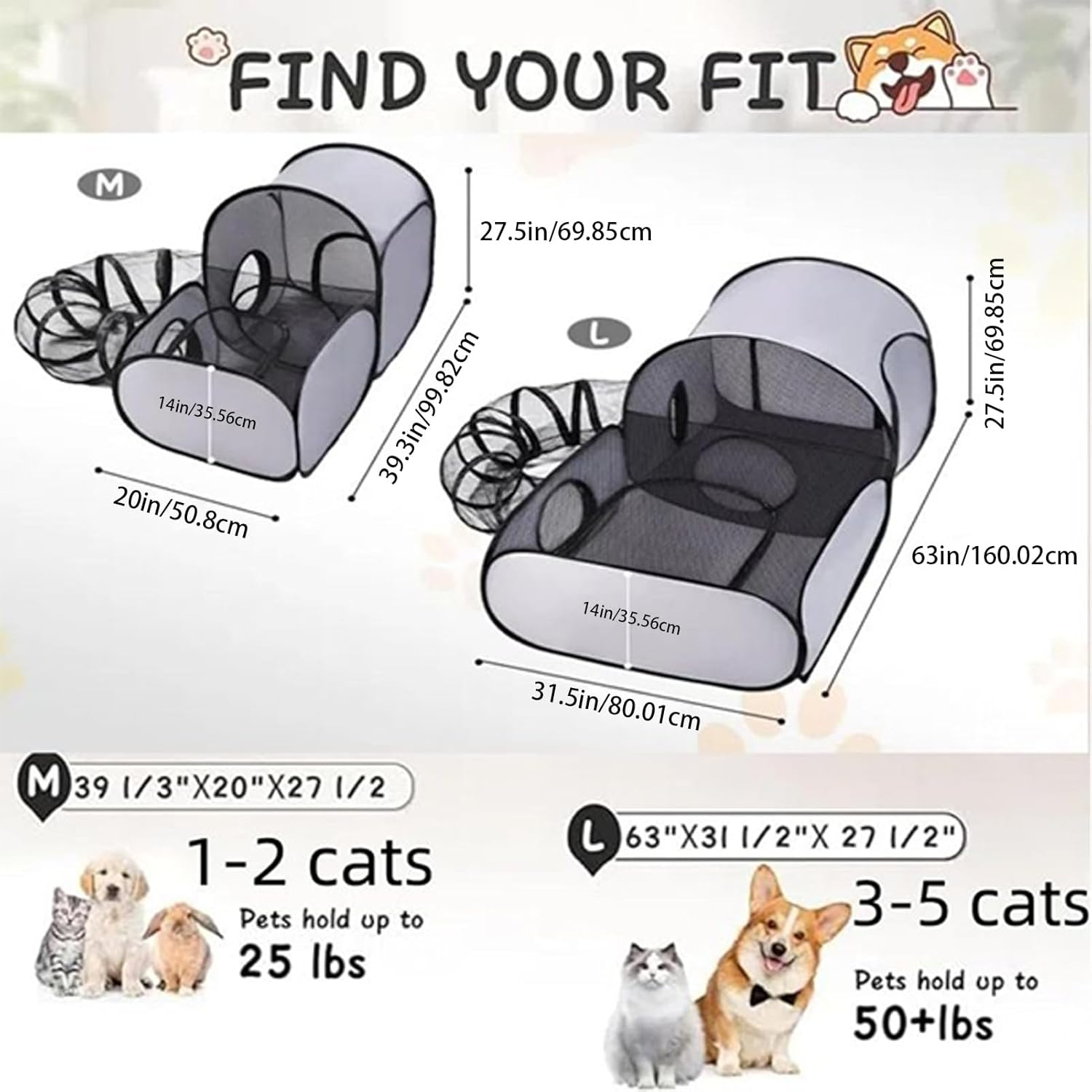 Gazocua Portable Cat Tent, Outdoor Cat Run, Cat Play Pen, Portable Pet Tent for Small Animals Indoor and Outdoor Use, for Cats Puppies Indoor and Outdoor Use image number 6