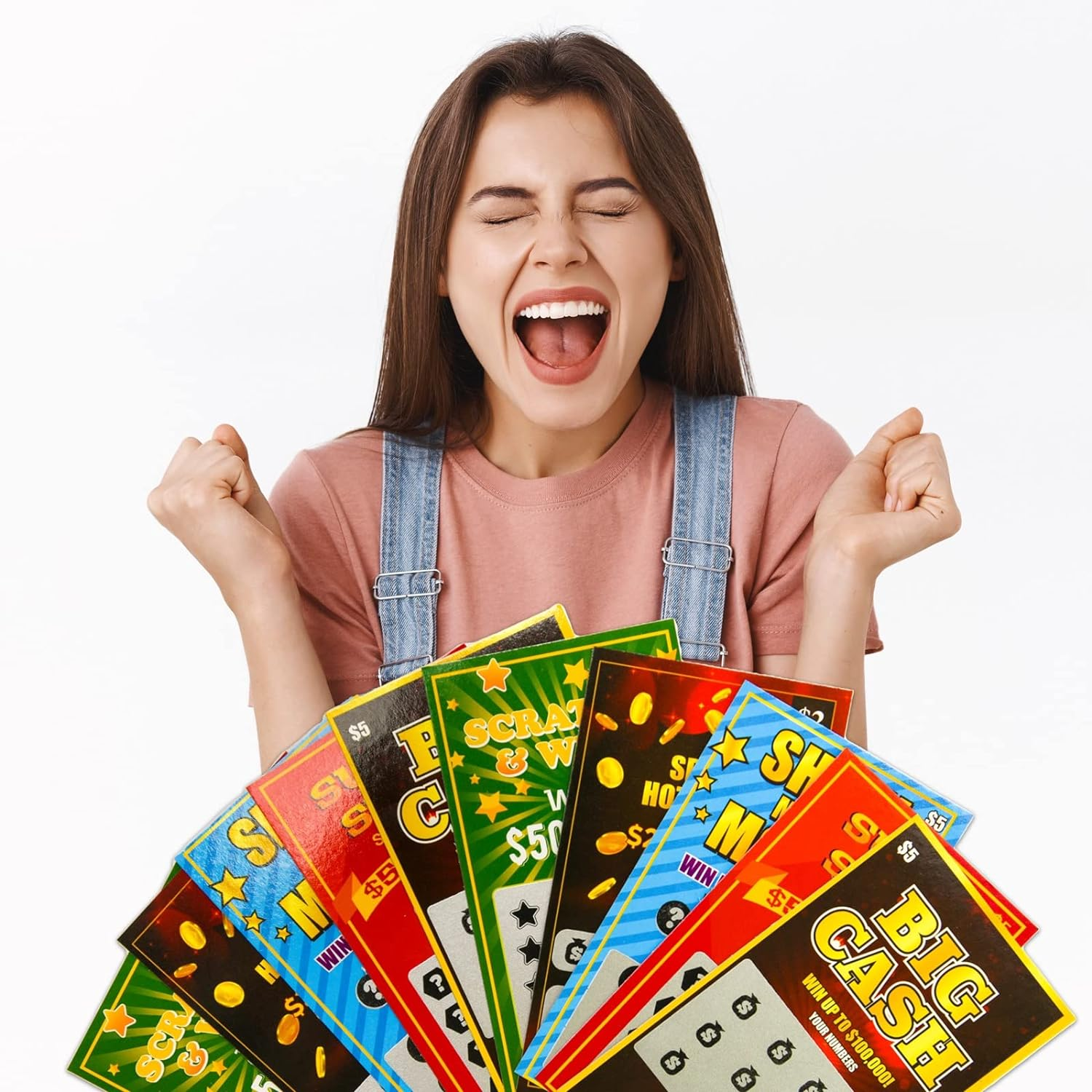 STOYKİS 10 Fake Lottery Tickets and Scratch off Cards That Look - Winning $500K - $200K - $100K Lottery Ticket - Hilarious and Shocking Pranks -Prank Gag Fake Lottery Tickets Big Time Money image number 1