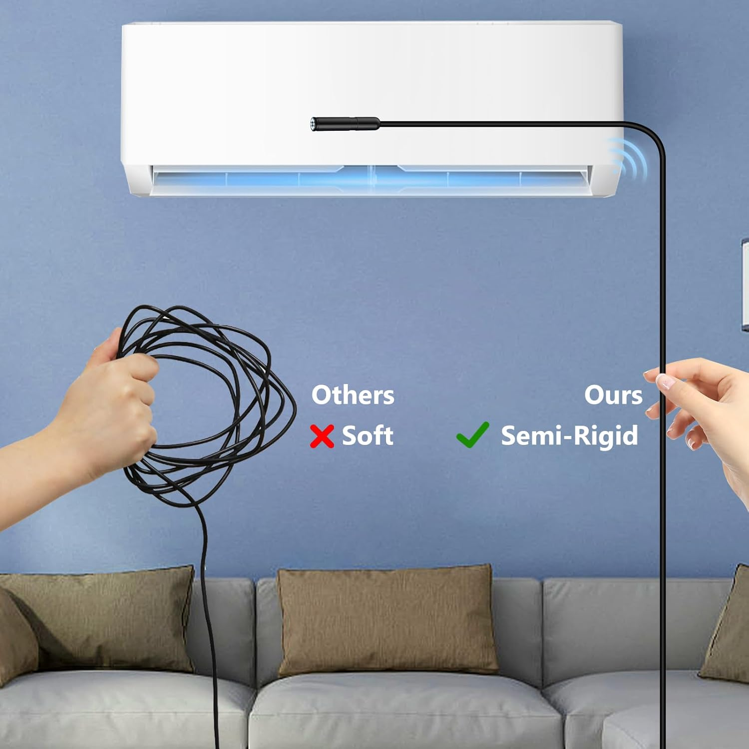 Endoscope Inspection Camera, 1920P Flexible Rigid Endoscope, 8 LED Borescope, USB No Wifi Snake Camera, Waterproof IP67 Tube Sink Pipe Drain Camera, for Android Ios Iphone Ipad Samsung,16.5Ft image number 2