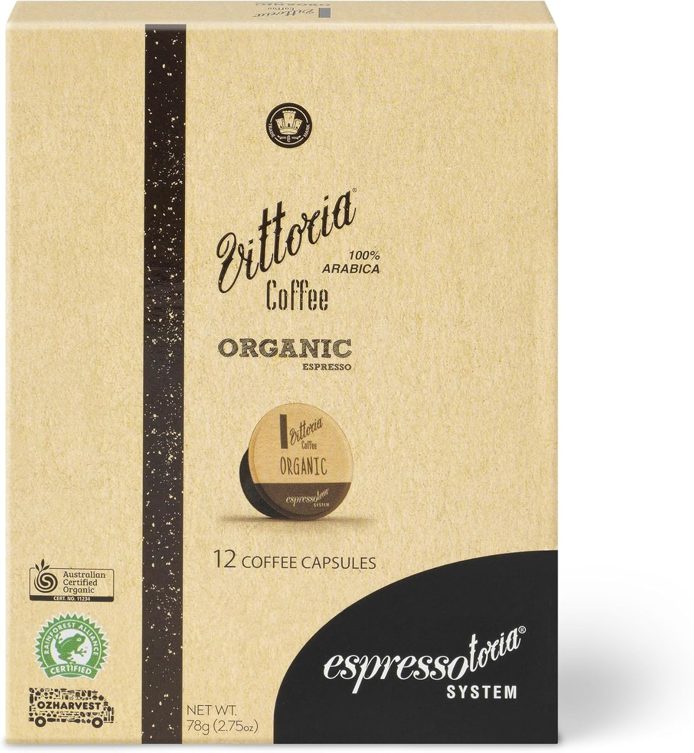 Vittoria Coffee 100% Organic Arabica Blend Espressotoria Compatible Capsules 78G image number 3