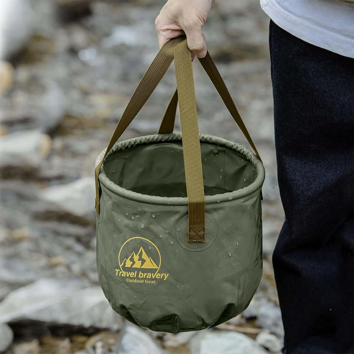 Collapsible Bucket with Handle &ndash; 2.64 Gallon (10L) Folding Water Container for Camping, Fishing, Travel, & Gardening image number 4