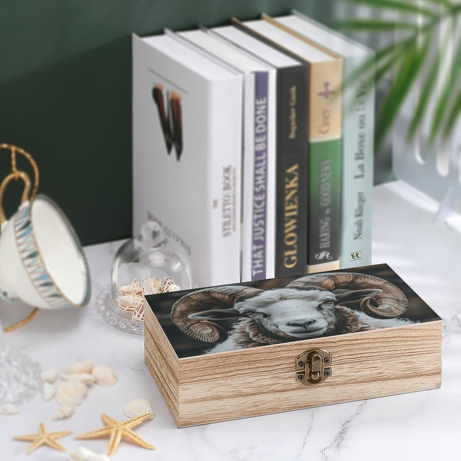 Longhorn Ram Pictures Wooden Box Wood Wedding Keepsake Boxes with Lids Small Decorative Boxes Lightweight Wooden Memory Storage Box for Crafts Keepsakes Jewelry Photo Letter Storage image number 4