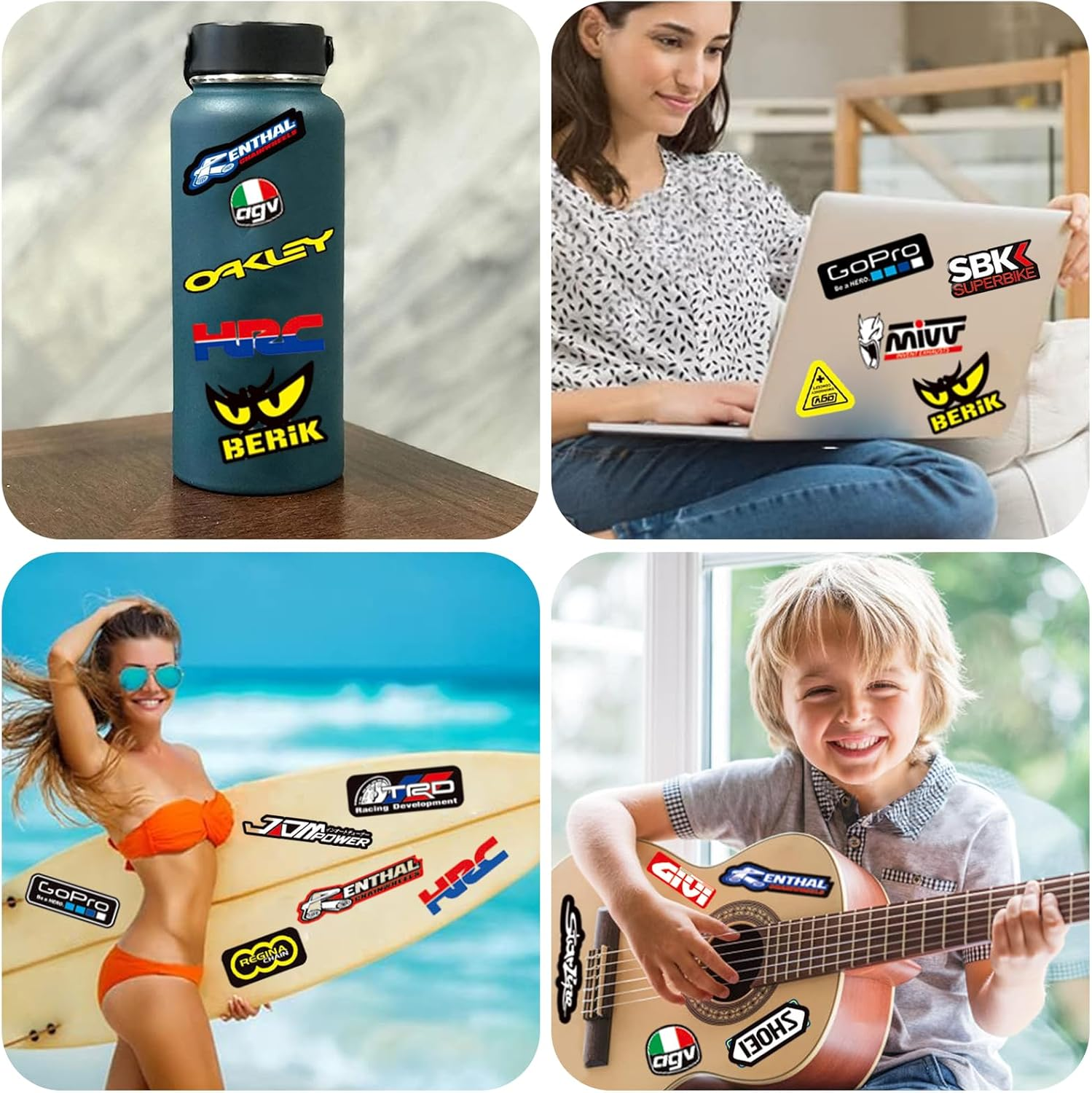 PANYI 3 Pack Motorcycle Sticker, Racing Style, Fox Pattern, Waterproof, Glossy Finish, Suitable for Motorcycles, Cars, Helmets Etc image number 2