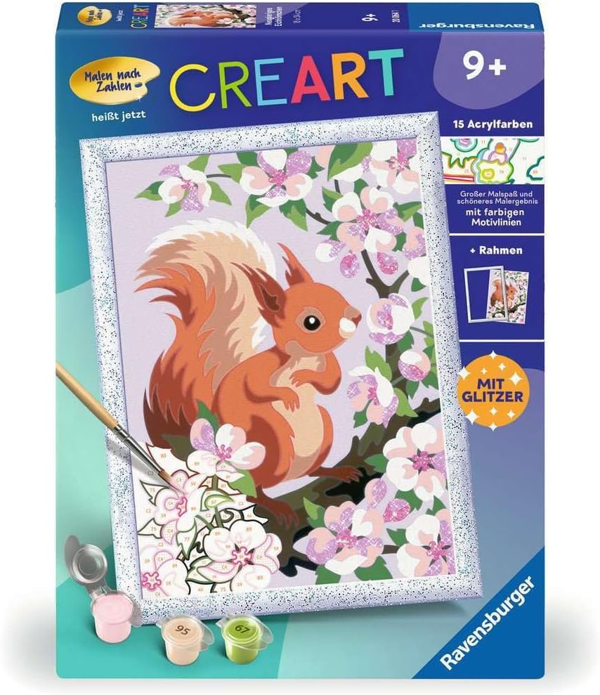 Ravensburger Malen Nach Zahlen 20064 - Neugieriges Eichh&ouml;rnchen - Kinder Ab 9 Jahren: Mit Glitzer Zum Verzieren! image number 5