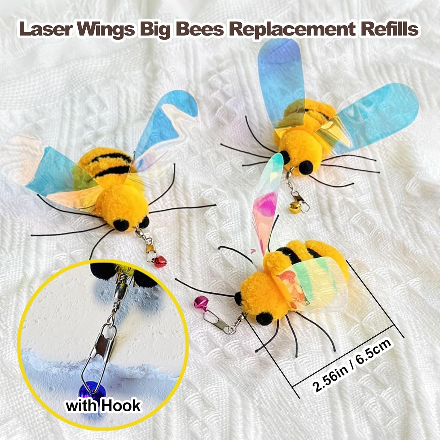 Adpartner Cat Wand Toys, 8-Pack Feather Teaser Cat Toy Set with 6 Insects Feather Refills & 2 Flexible Steel Wire Cat Teaser Wands, Interactive Cat Teaser Toys for Indoor Cats to Play Chase Exercise image number 4