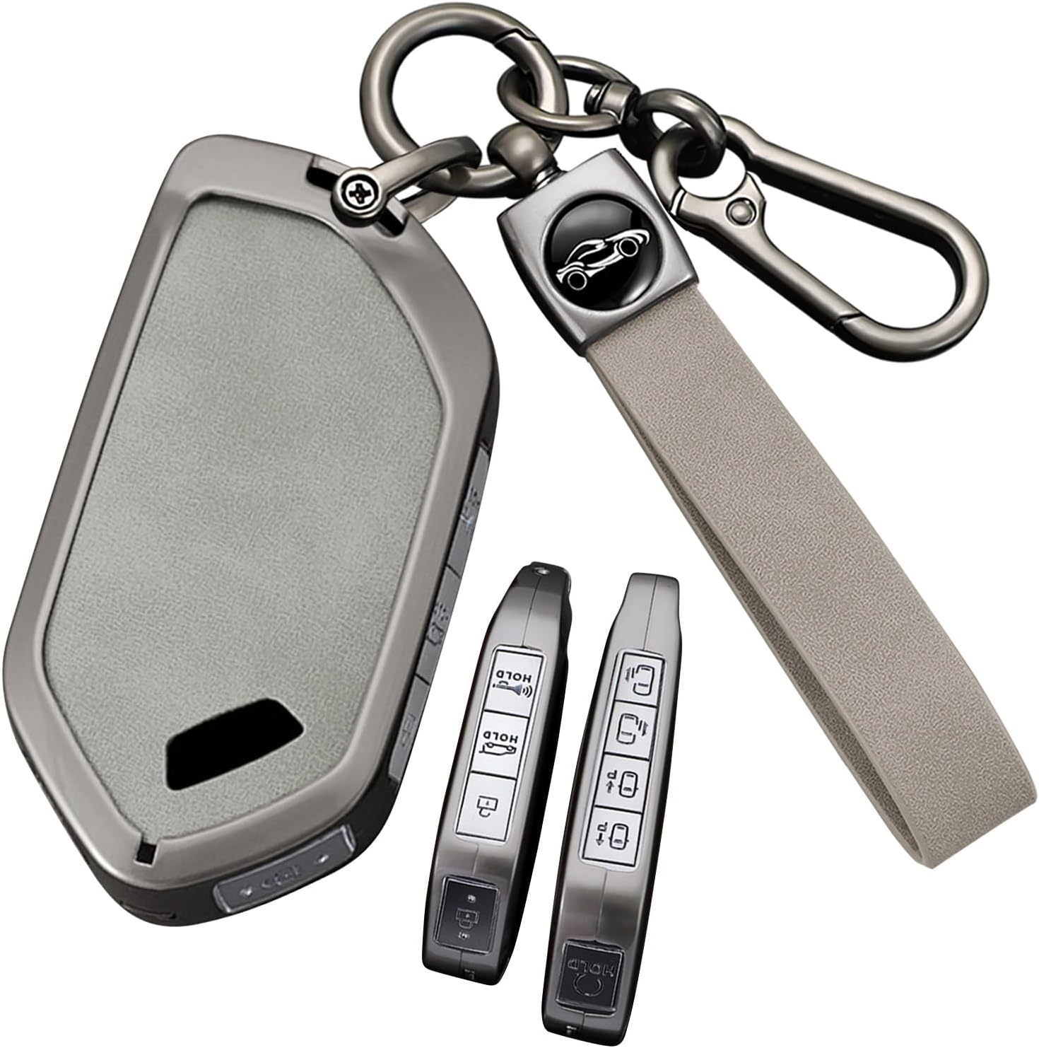 Ontto Car Key Fob Cover Case Fit for Kia Picanto Sorento MQ4 Carnival KA4 Morning K5 Carens 2024 2025 4 5 6 7 8 9 Buttons Smart Key Holder Metal Leather Shell Bag Keyring Keychain Accessories